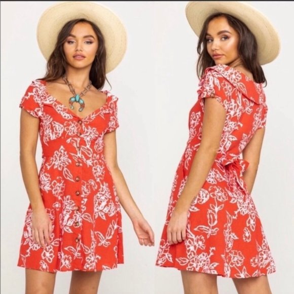 Free People Dresses & Skirts - NWT🤩 |•FREE PEOPLE•| Pretty Red Linen Dress